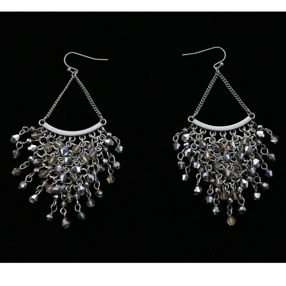 Express Drop-Dangle-Earrings Silver/Gray NWT - Picture 6 of 6